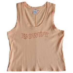 White Crow Yellow Howdy Embroidered Cowgirl Tank Top Size 2XL